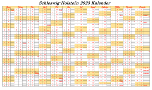 Kalender Schleswig-Holstein 2023 Zum Ausdrucken