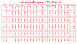 Mecklenburg-Vorpommern 2023 Kalender