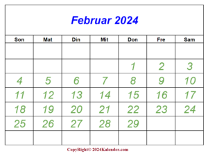 Februar 2024 Kalender
