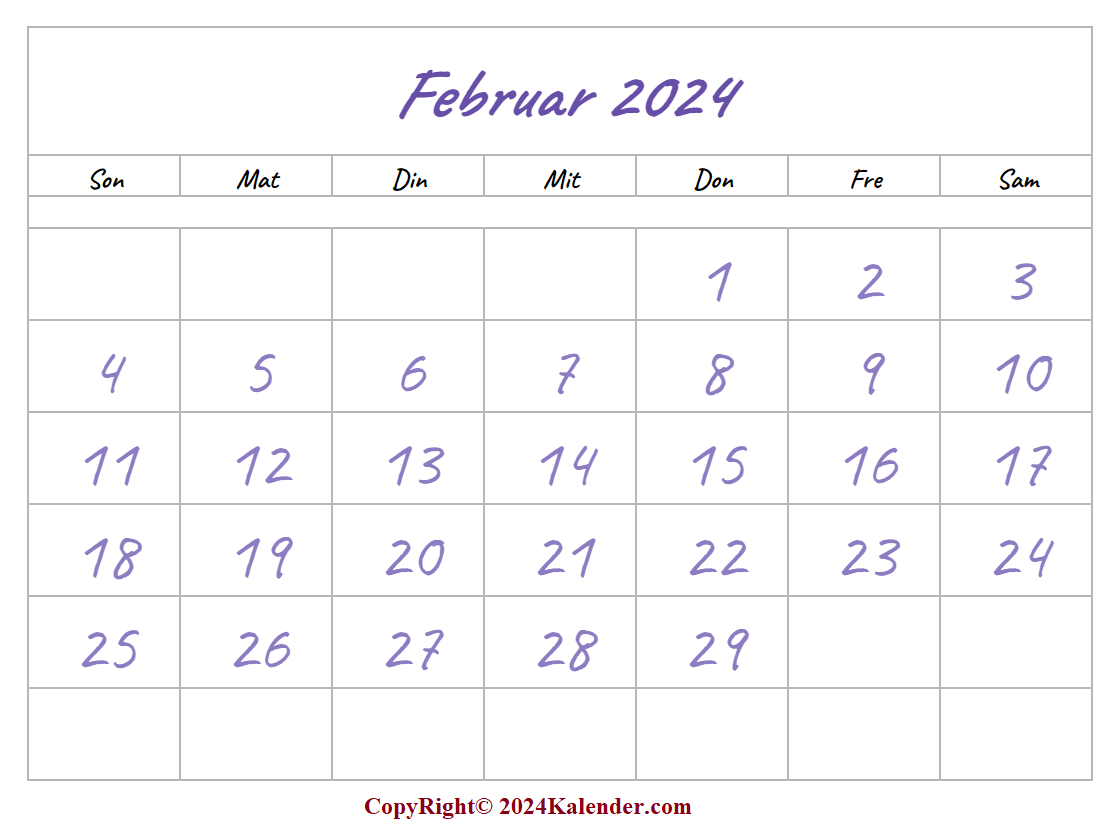 Februar Kalender 2024