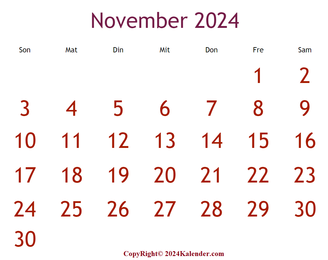 Kalenderblatt November 2024